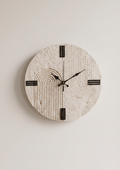 Natural Travertine Marble Wall Clock – Hand-Carved Zen Arch Design