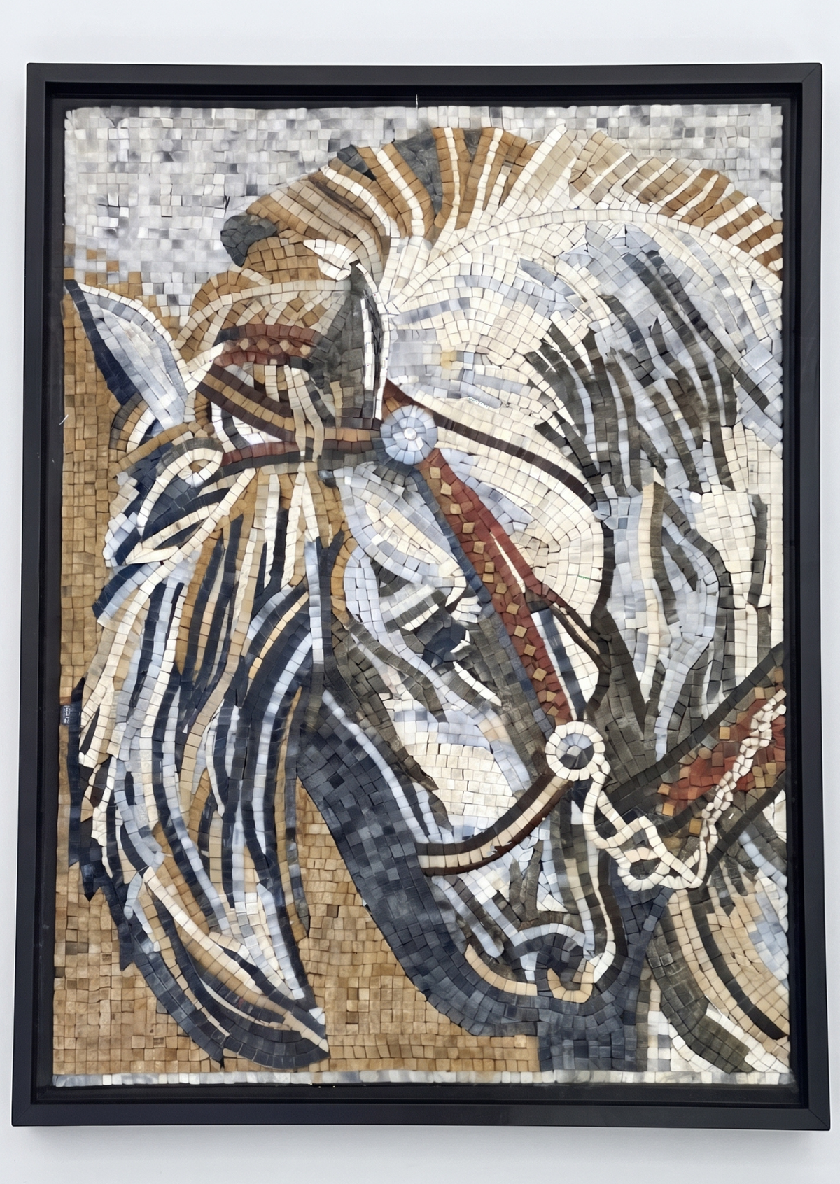 Handcrafted Majestic Draft Horse Stone Mosaic 18 x 24 inches