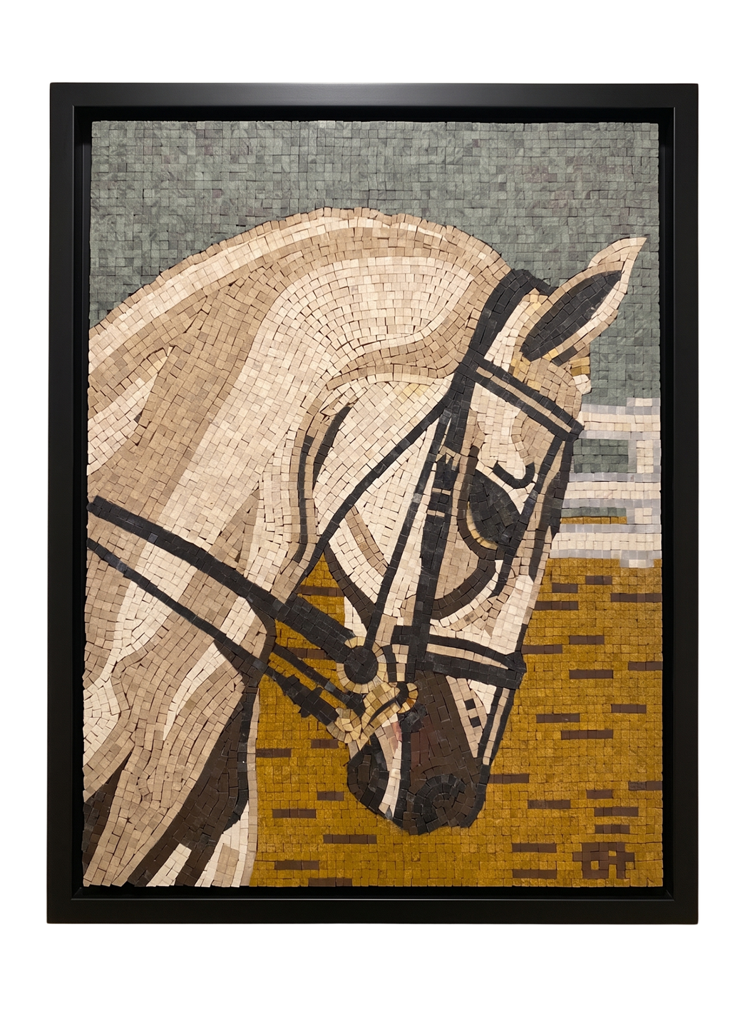 Handcrafted Inlaid Stone Mosaic Horse 18 x 24 inches
