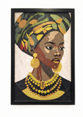 Framed African Portrait Mosaic Wall Art – 24x36 Large Decorative Fine Art