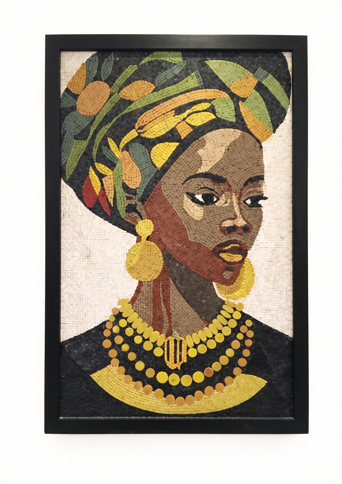 Framed African Portrait Mosaic Wall Art – 24x36 Large Decorative Fine Art