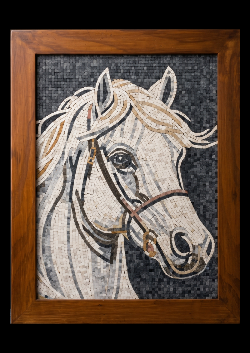 Handcrafted Stone Mosaic Horse Wall Art 18 x 24 inches