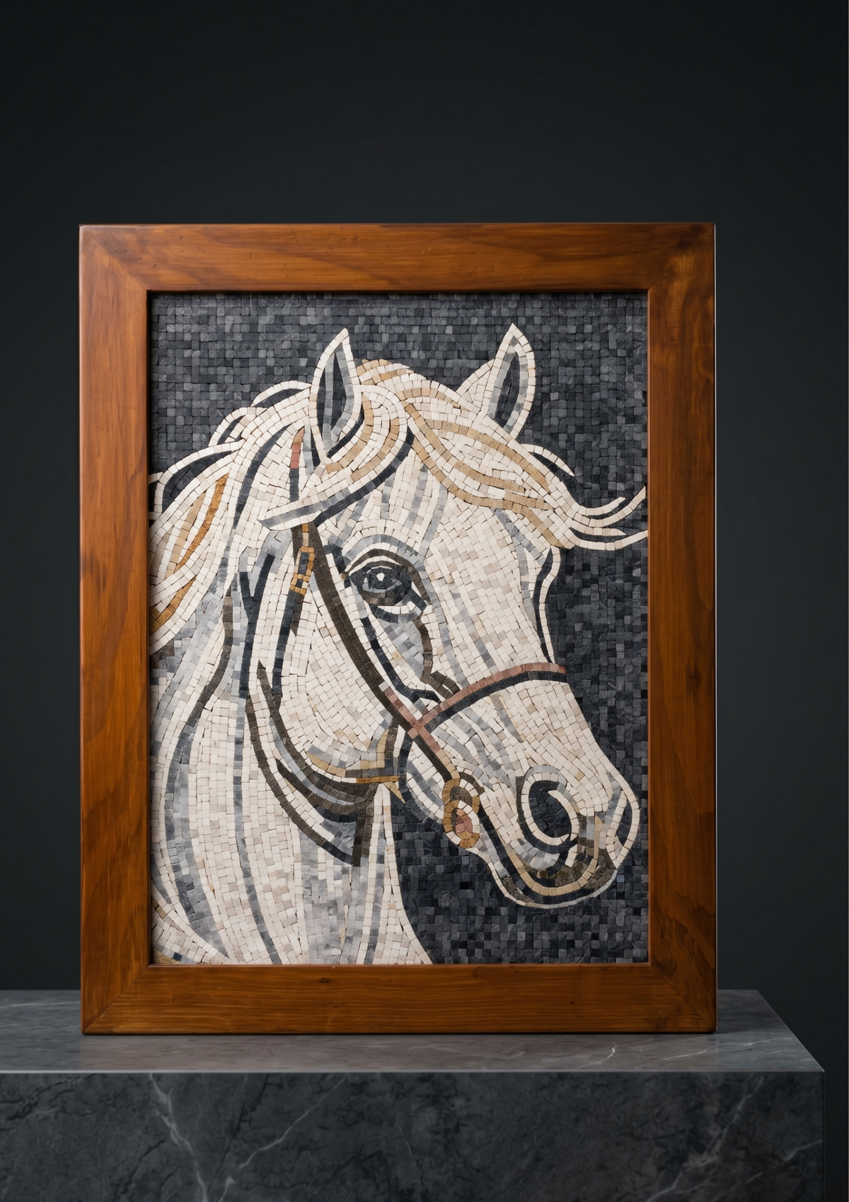Handcrafted Stone Mosaic Horse Wall Art 18 x 24 inches