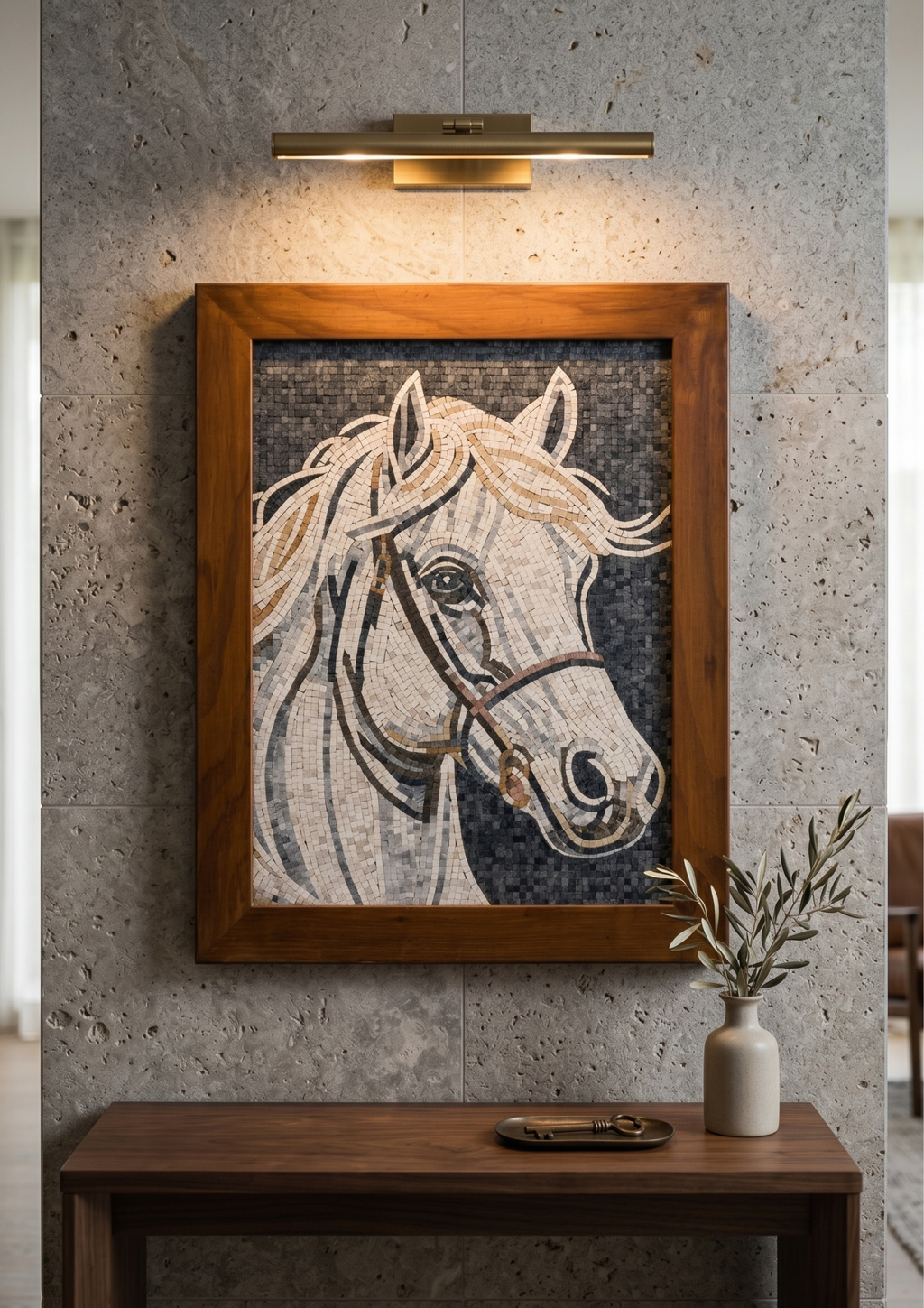 Handcrafted Stone Mosaic Horse Wall Art 18 x 24 inches