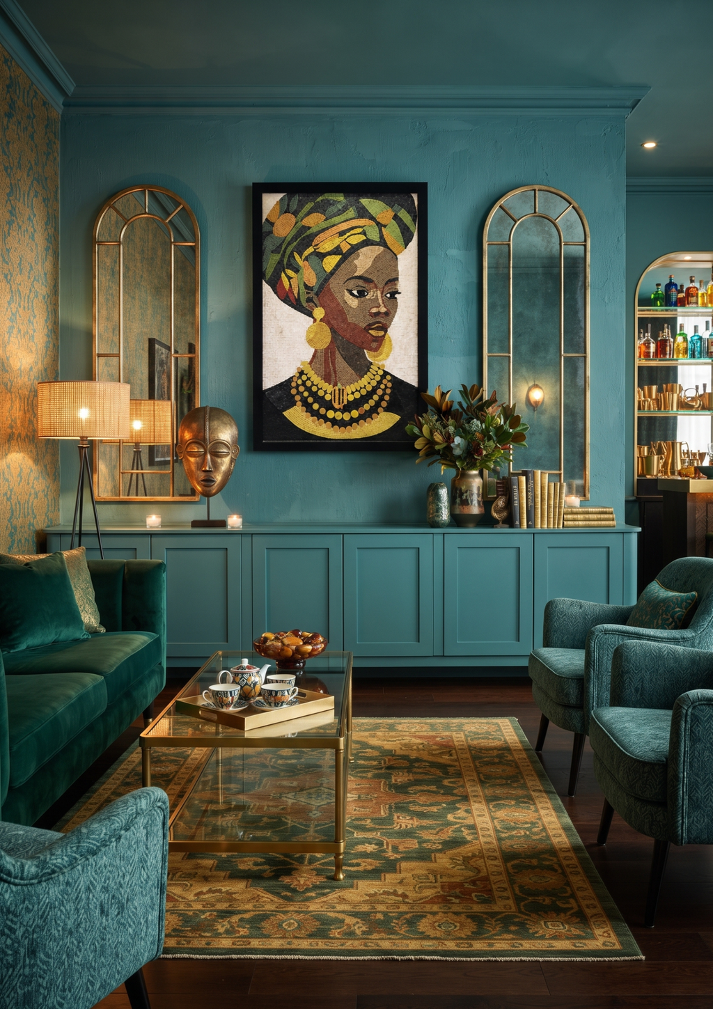 Framed African Portrait Mosaic Wall Art – 24x36 Large Decorative Fine Art