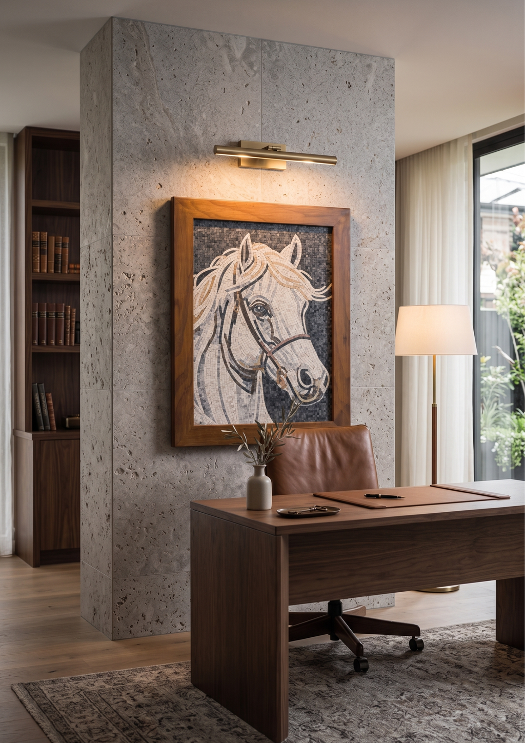 Handcrafted Stone Mosaic Horse Wall Art 18 x 24 inches