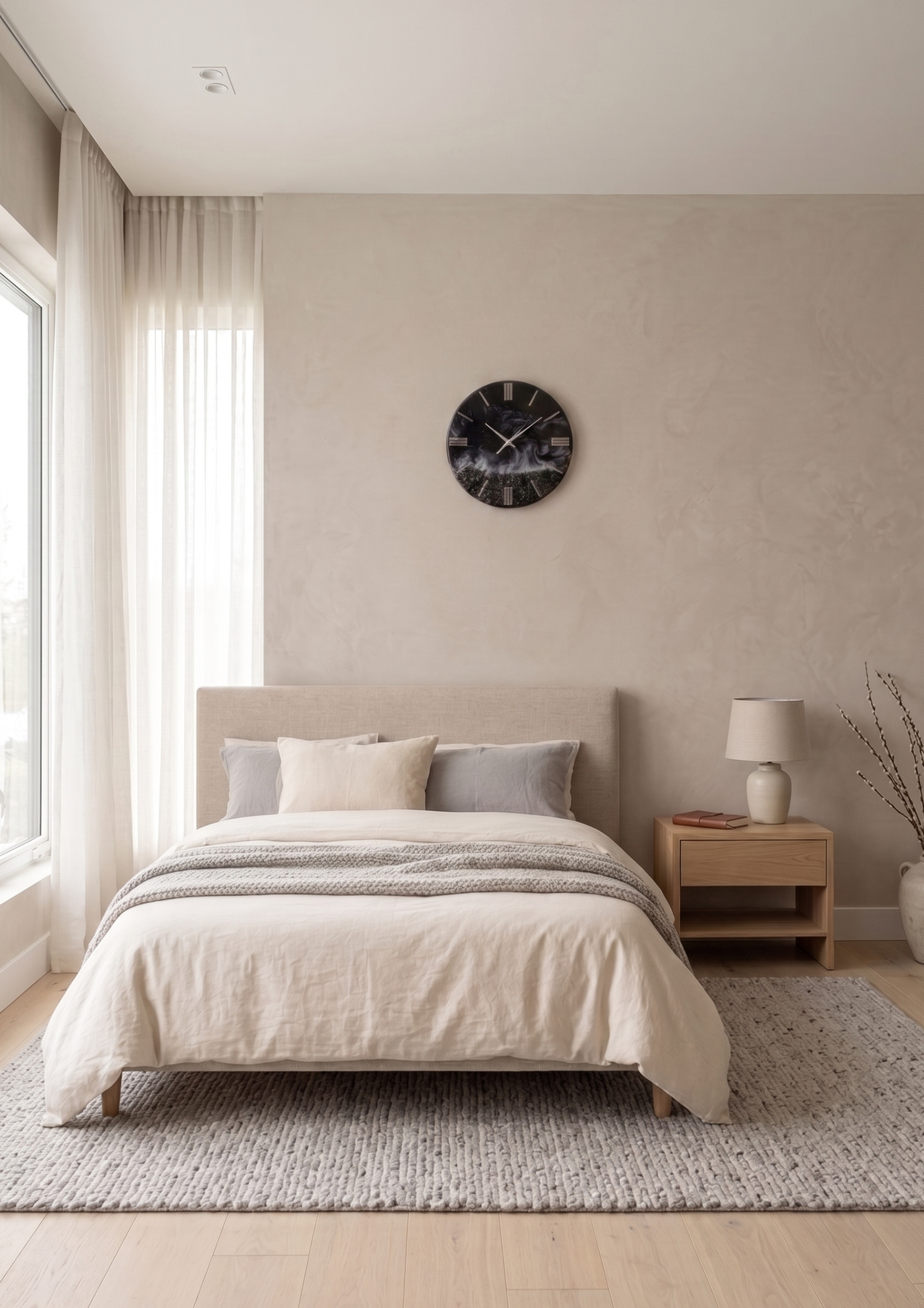 Midnight epoxy Tide Resin black wall clock – Handcrafted Ocean Wave Design
