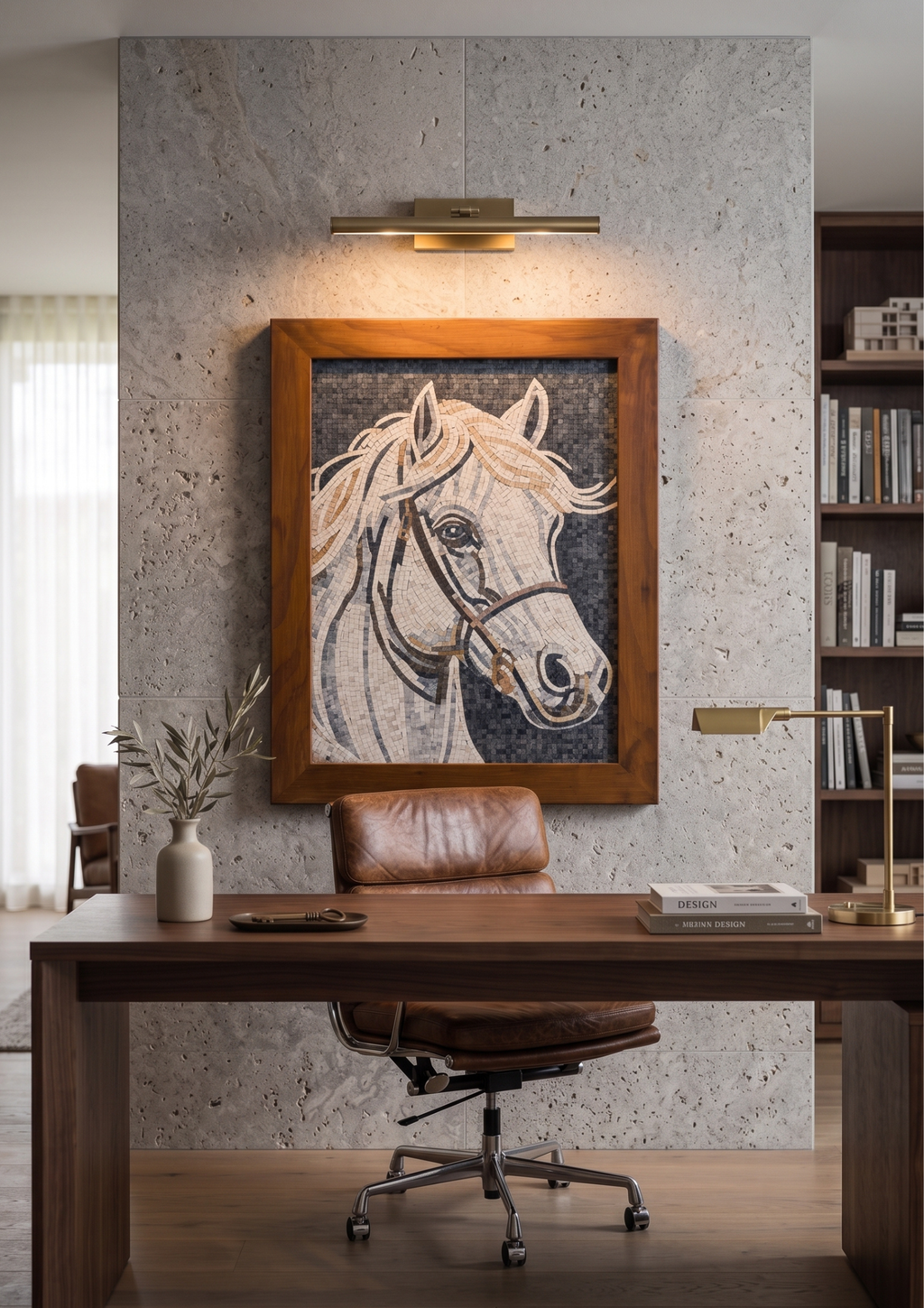 Handcrafted Stone Mosaic Horse Wall Art 18 x 24 inches