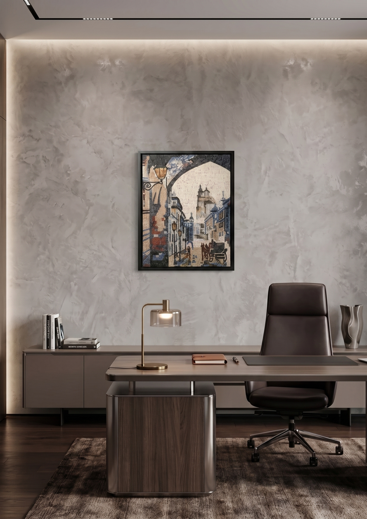 The Carriage at Dusk – Handcrafted Marble Mosaic 18 x 24 inches