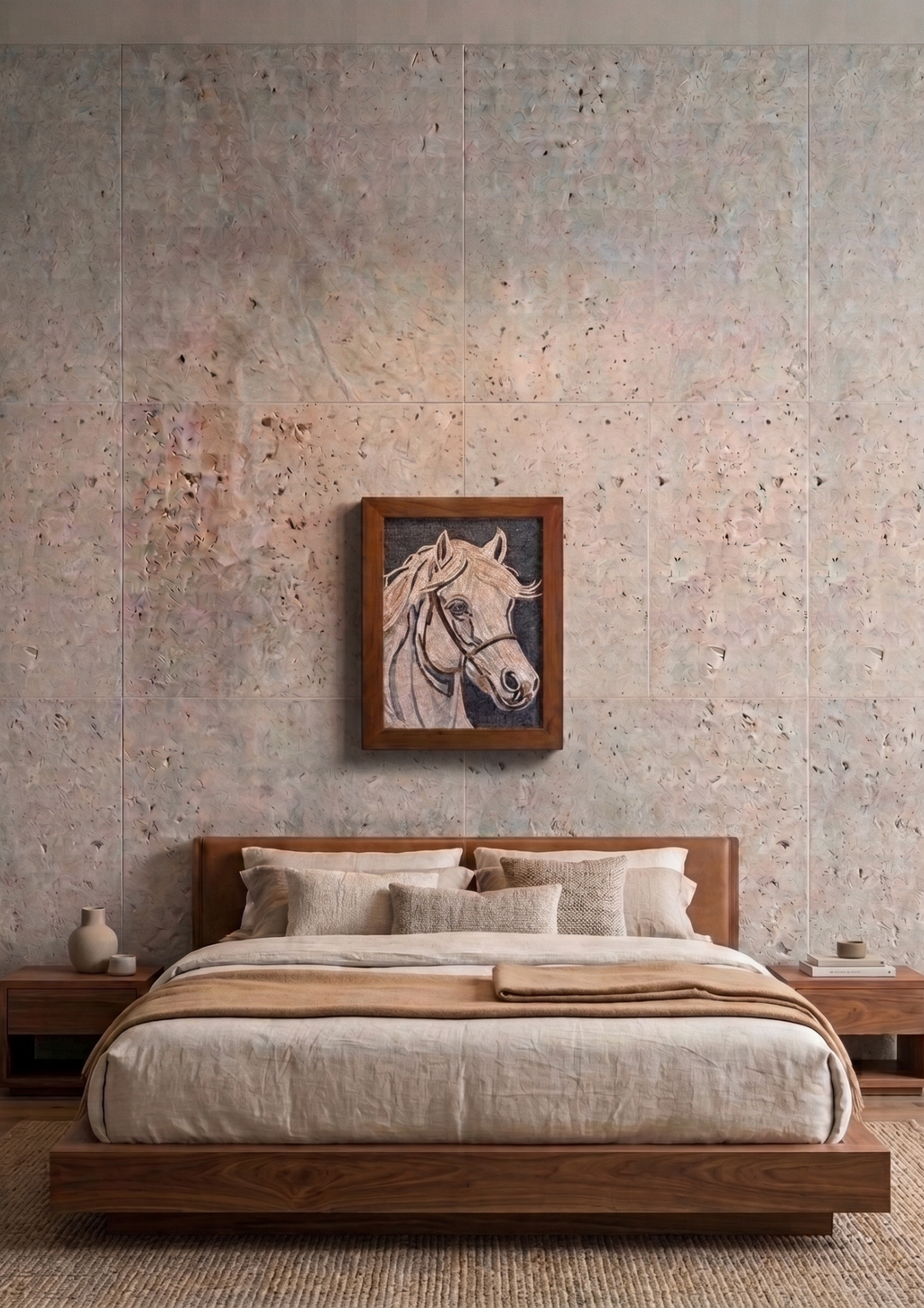 Handcrafted Stone Mosaic Horse Wall Art 18 x 24 inches