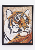 Fierce Bengal Tiger Handcrafted Stone Mosaic – Premium Framed Wildlife mosaic Wall Art 18 x 24 inches
