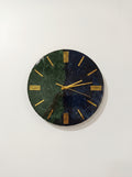 Dual-Tone Epoxy Resin Wall Clock | Emerald Green & Navy Blue Modern Luxury Wall Decor
